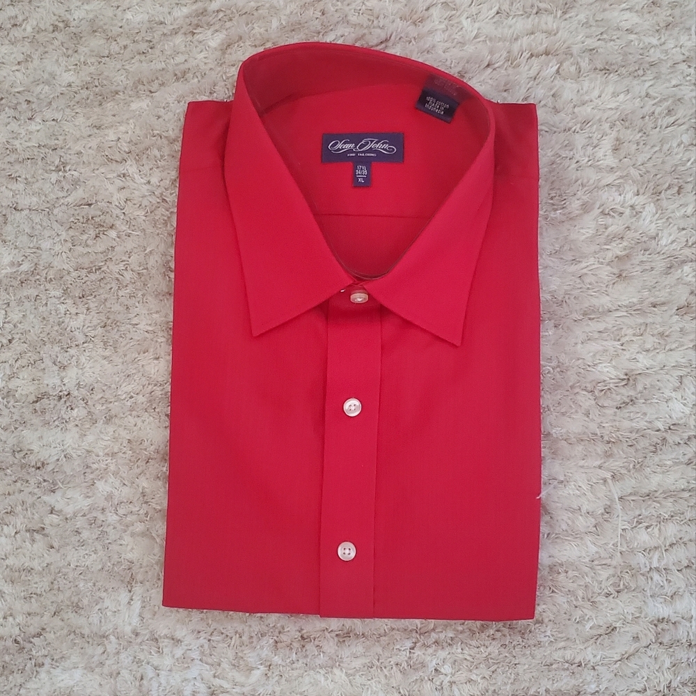 SEAN JOHN Long-Sleeve, Button-Down Shirt,  Red | XL